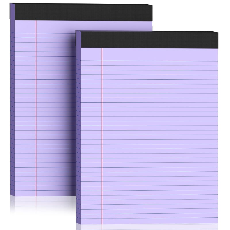 Nichela 2 Pack Legal Pads 8.5 x 11 College Ruled 100 Sheets Purple Note Pads 8.5"" x 11"" Lined Paper Chipboard-Backed Notepad with Micro-Perforated Notebook Paper for Office & School Supplies 50 Sheets/Pad - Image 1